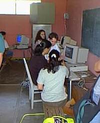 Bryan G. teaching the first computer class during YTC's July 2000 trip to Mexico