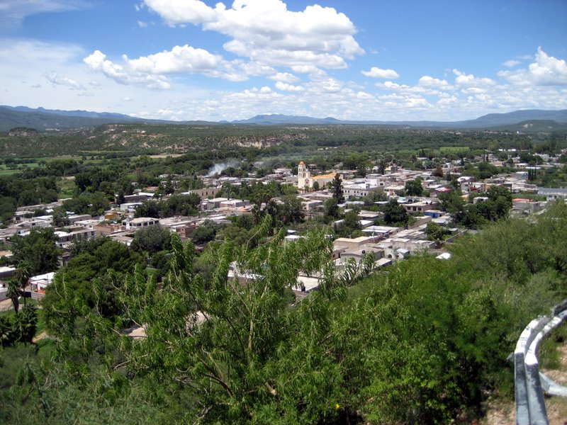 The valley town of Mezquital, Durango, seen from the hills